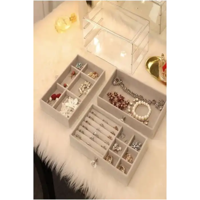 Üç Katlı Çekmeceli Takı Kozmetik Organizer
