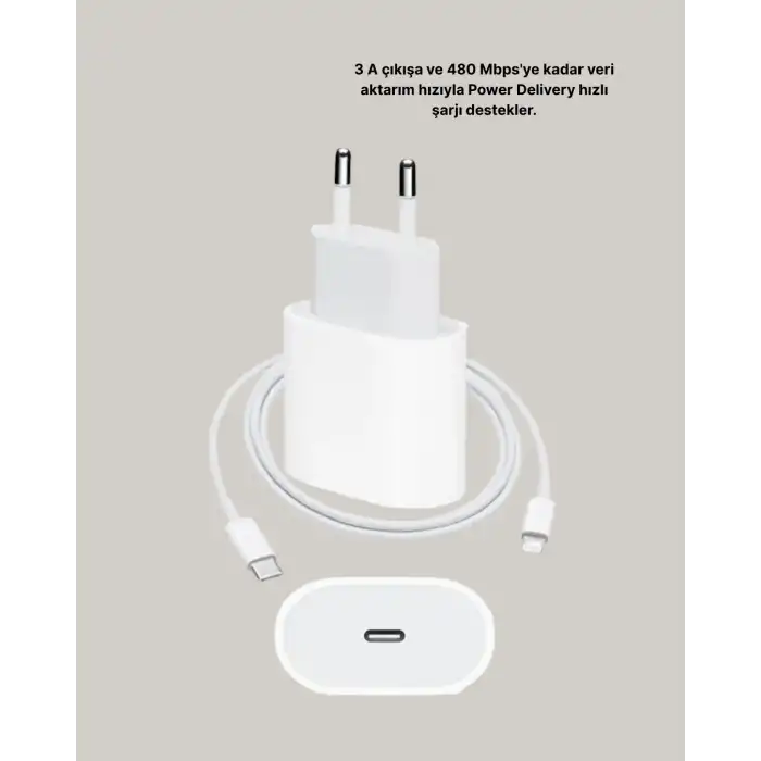 iPhone ve iPad Uyumlu 20W Güvenli USB-C Hızlı Şarj Adaptörü