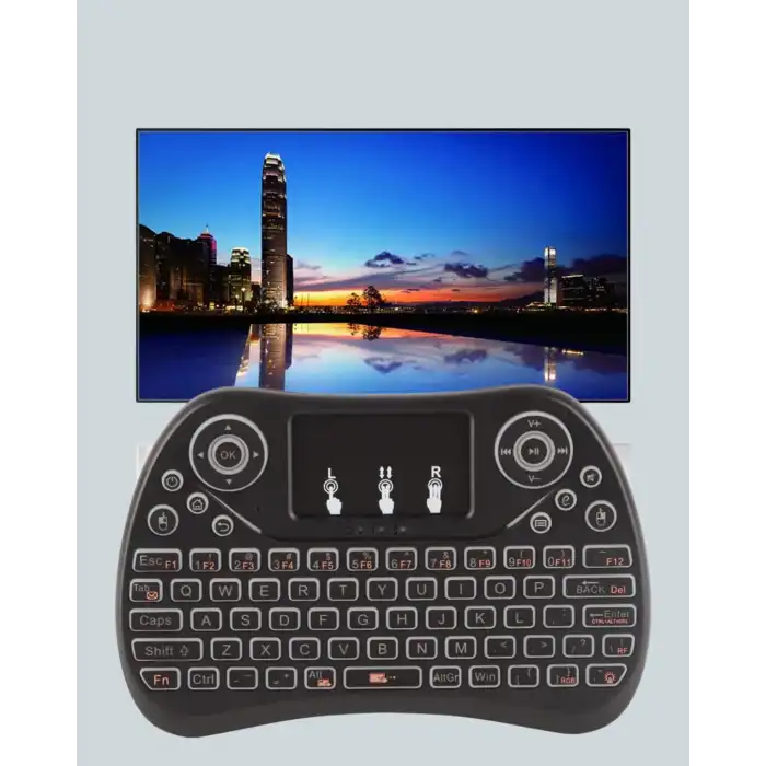 Işıklı Kablosuz Mini Klavye – 2.4 GHz, Dokunmatik Mouse Özellikli