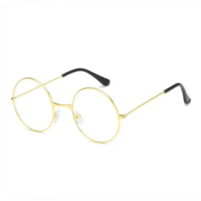 John Lennon Tarzı Gold Çerçeveli Şeffaf Gözlük