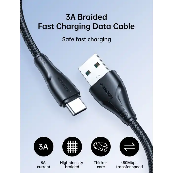 S-UC027A11 3A USB A-TYPE C 1.2M-BLACK