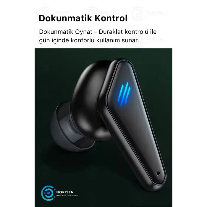 K55 Tws Pro Oyuncu Kulaklığı 3D Stereo Ses Extra Bass Işıklı Mikrofonlu Bluetooth Kablosuz Kulaklık