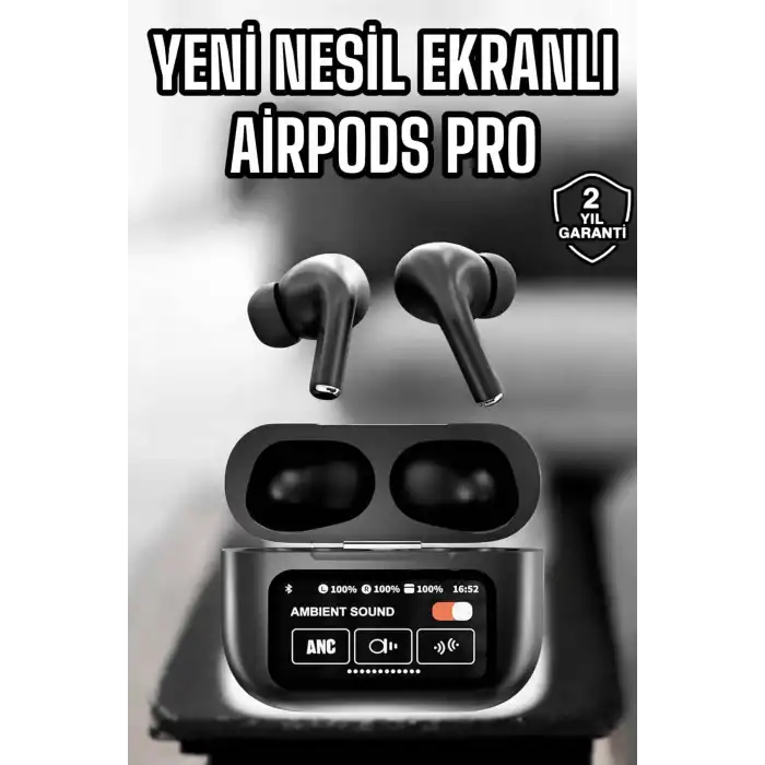 Kablosuz Bluetooth Kulaklık Ekranlı Uzun Şarj Süreli Anc Destekli