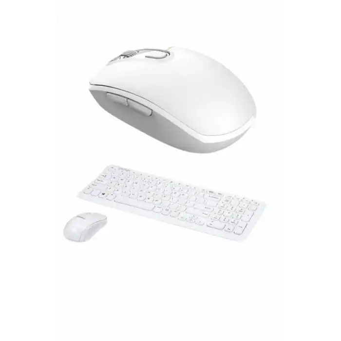 Kablosuz Klavye Mouse Seti Beyaz Q Klavye Tüm Cihazlara Uyumlu
