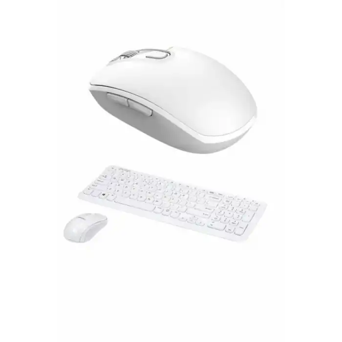 Kablosuz Klavye Mouse Seti Beyaz Q Klavye Tüm Cihazlara Uyumlu