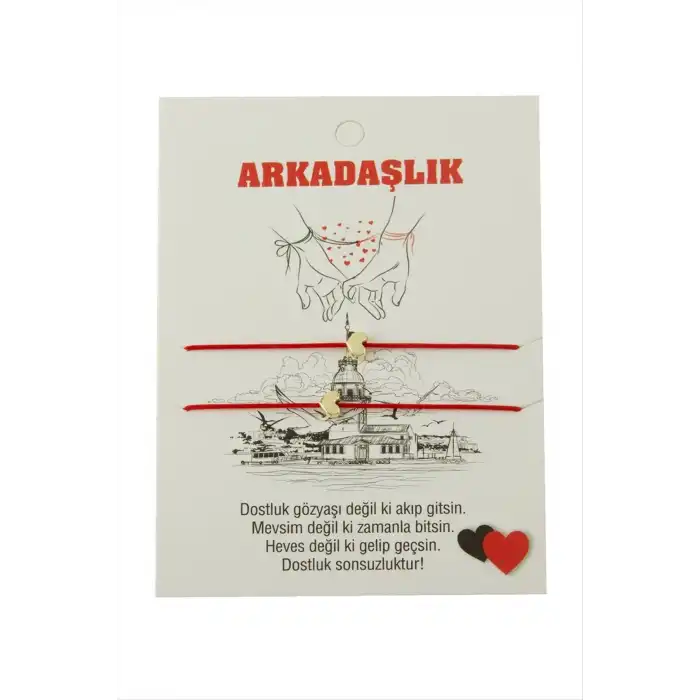 Kalp Arkadaşlık İp Bileklik 2 Adet