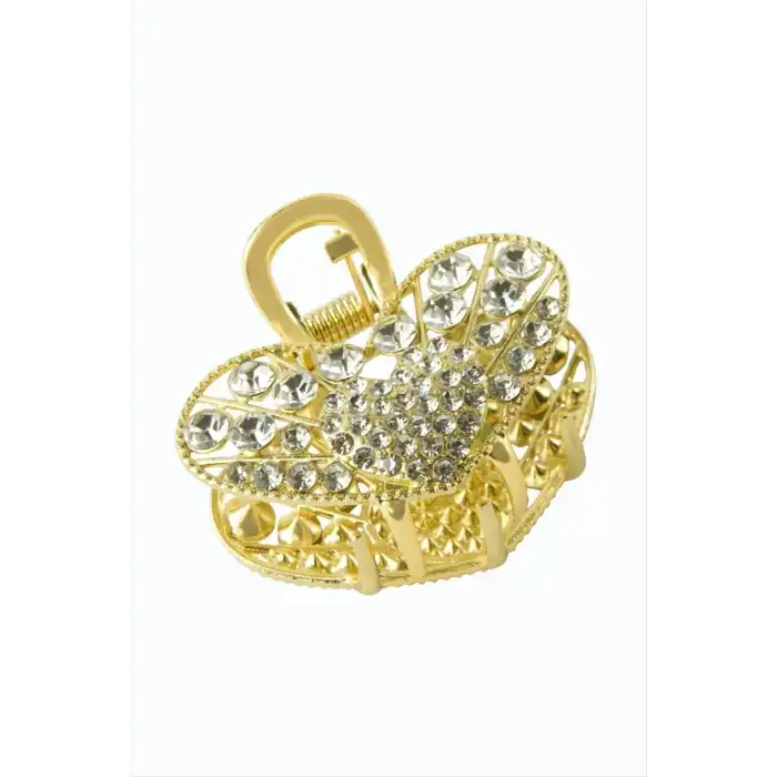 Kalp Taşlı Metal Mandal Toka 4 cm