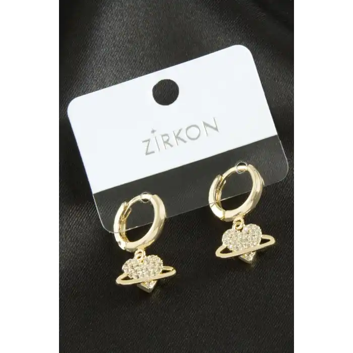 Kalp Zirkon Taşlı Küpe