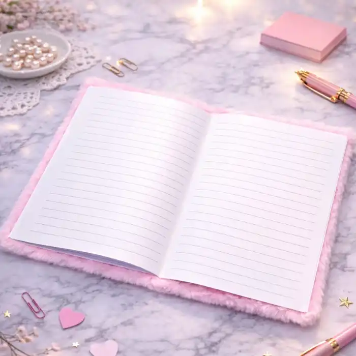 Kalpli Pembe Peluş Defter