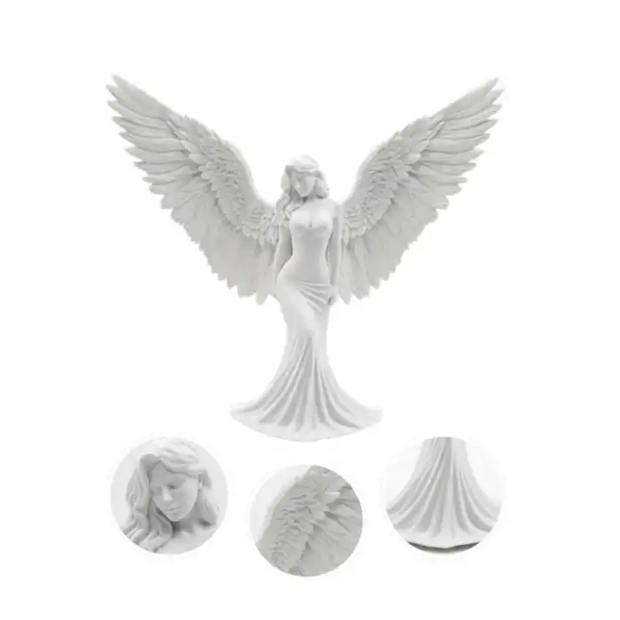 Kanatlı Melek Figürü 3D Baskı Dekoratif Heykel Biblo Ev Ofis Aksesuarı