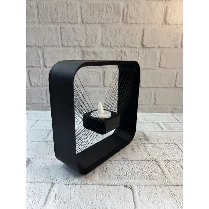 Kare Askılı Mumluk Duvara Asılan Şık Dekoratif Mumluk 16×16 Cm