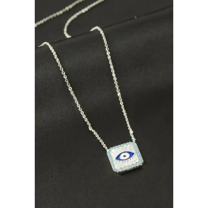 Kare Göz Zirkon Taşlı Kolye
