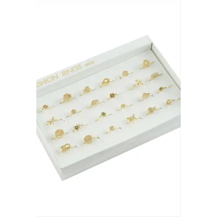 Karışık Figürlü Zirkon Taşlı Metal Yüzük