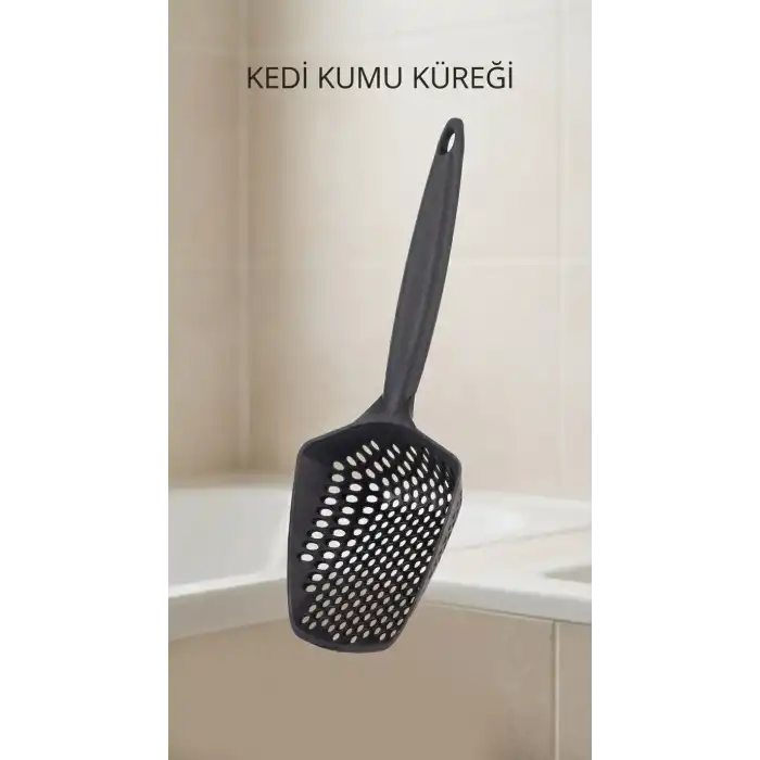 Kedi Kumu Eleme Küreği Sık dokuma gövde ve geniş tutacaklı temizlik aracı
