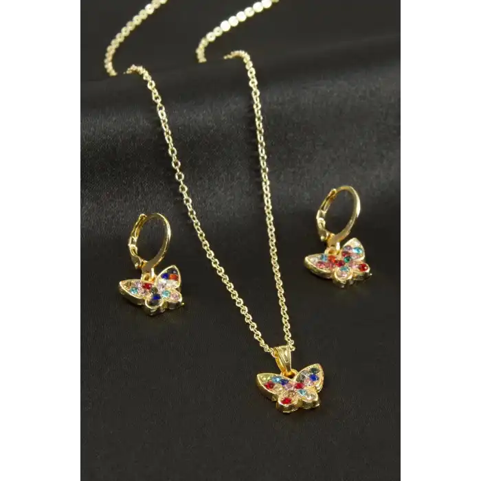 Kelebek Taşlı Set Kolye