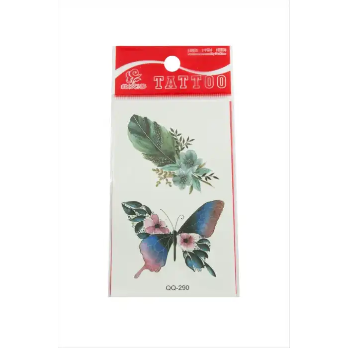 Kelebek Yaprak Tattoo Dövme Sticker