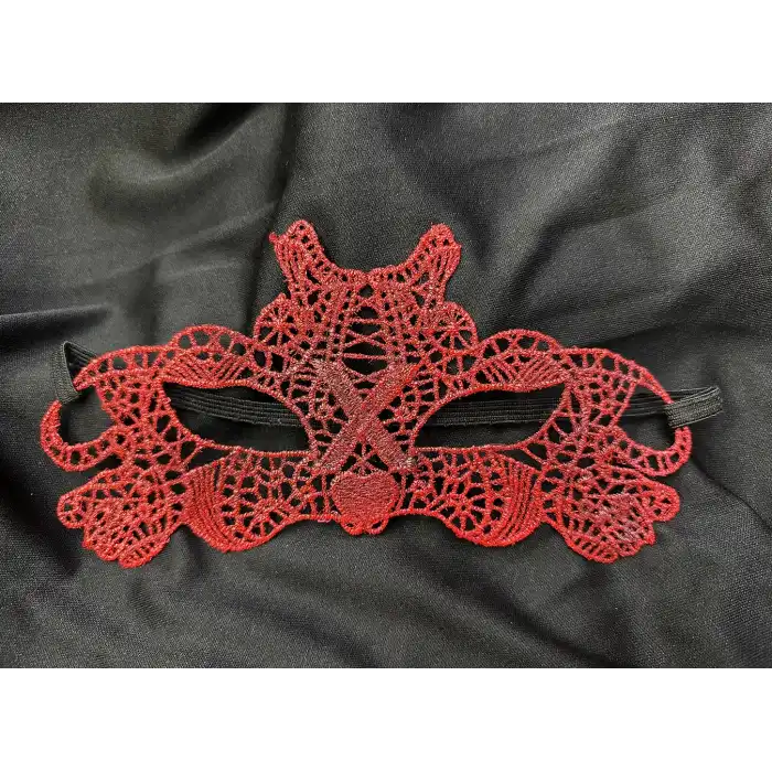 Kırmızı Dantel Masquerade Maskesi Çift Taraflı 10 No