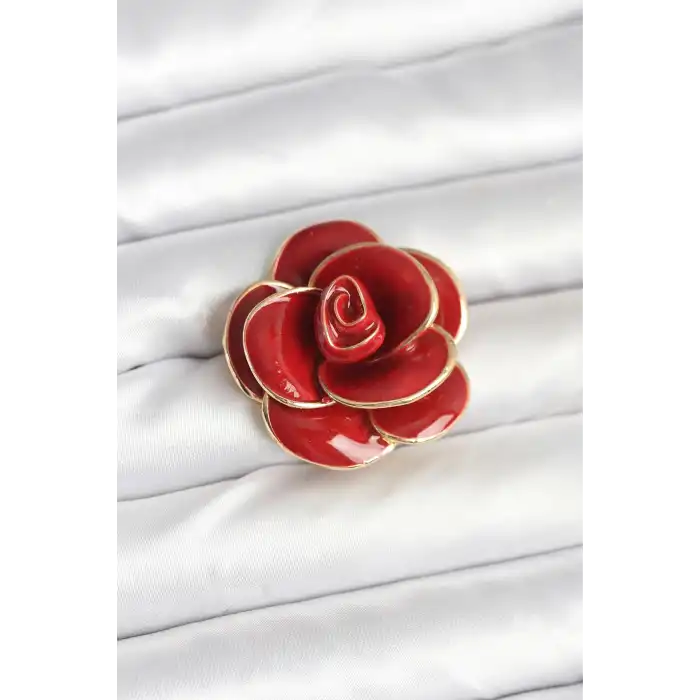 Kırmızı Gül Model Broş