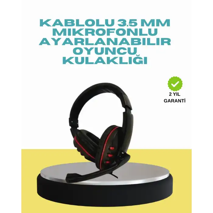 Kırmızı Işıklı  Kulaklığı Kablolu Mikrofonlu Profesyonel