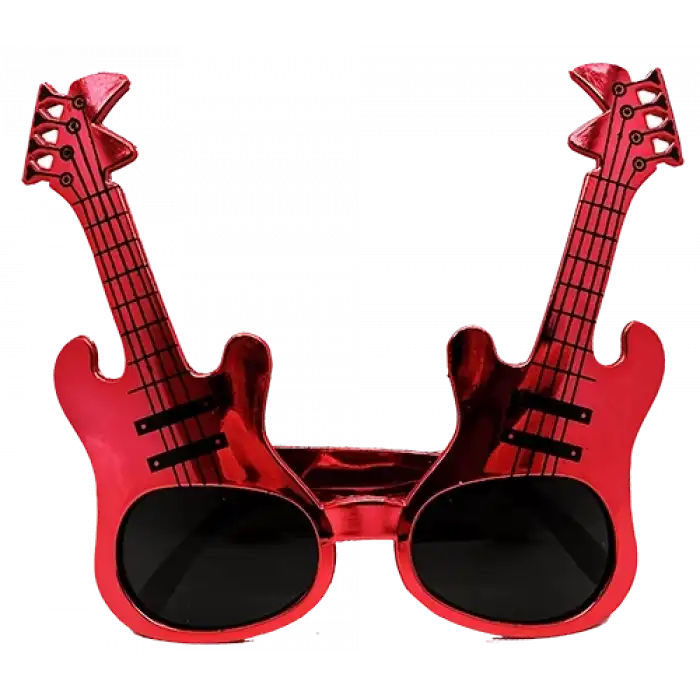 Kırmızı Renk Gitar Şekilli Parti Gözlüğü