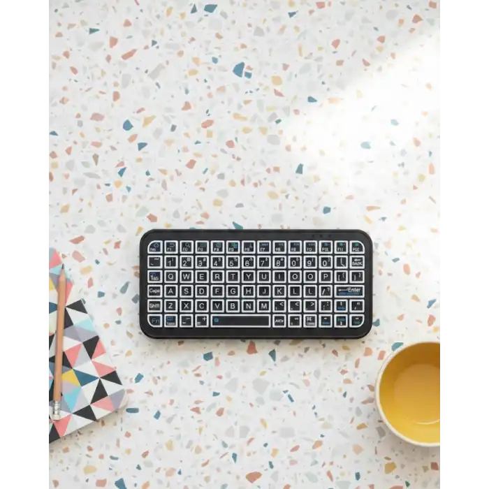 Kompakt Siyah RGB Işıklı Bluetooth Mini Klavye