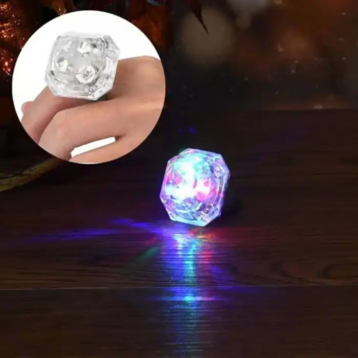 Kristal Tasarımlı Led Işıklı Gümüş Yüzük