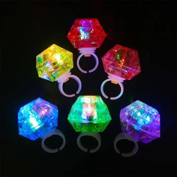 Kristal Tasarımlı Led Işıklı Pembe Yüzük