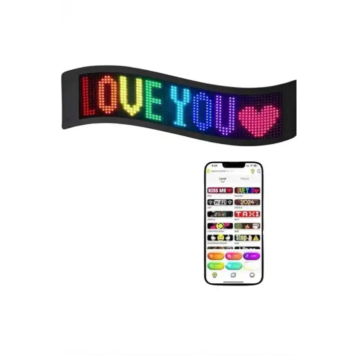 Kumandalı App Kontrollü LED Ekran 16X192 pixel Led Matrix Araç Camı Yazısı