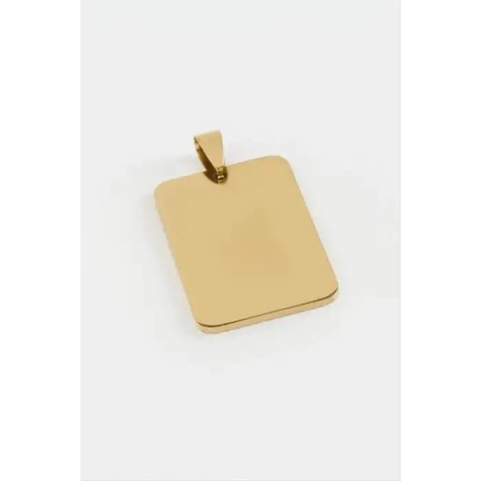 Künye İsim Yazılabilir Çelik Kolye Ucu 2,3*3,2 cm