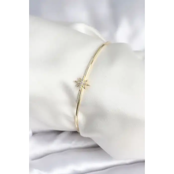 Kutup Yıldızı Figür Pirinç Gold Renk Kadın Bileklik
