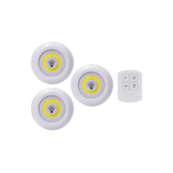 Led Lamba 3lü Uzaktan Kumandalı Yapışkanlı