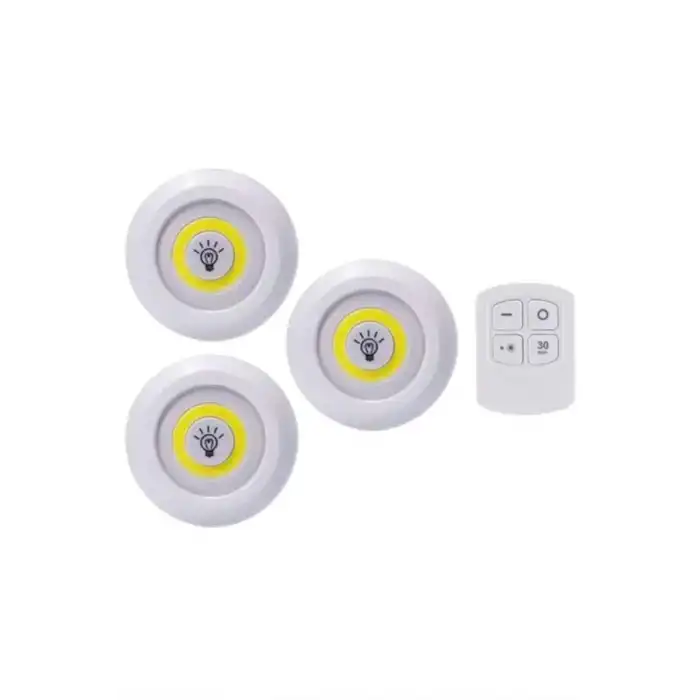 Led Lamba 3lü Uzaktan Kumandalı Yapışkanlı