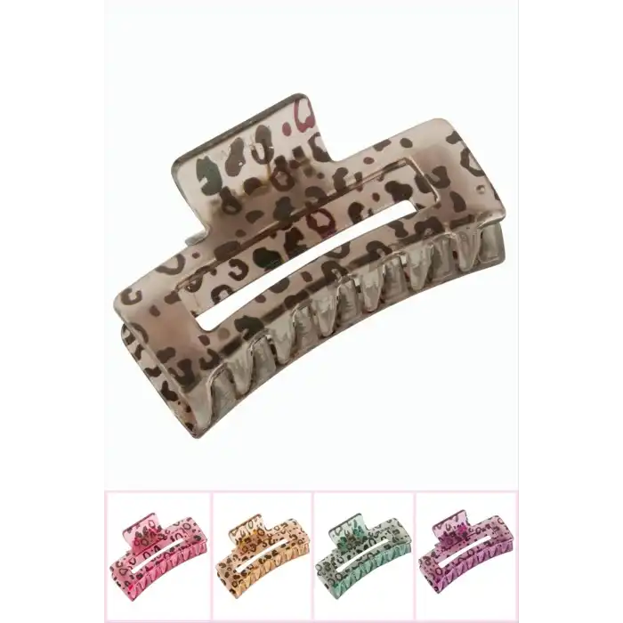 Leopar Desenli Dikdörtgen Mandal Toka 8 cm