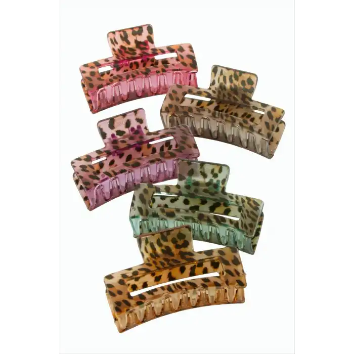 Leopar Desenli Dikdörtgen Mandal Toka 8 cm