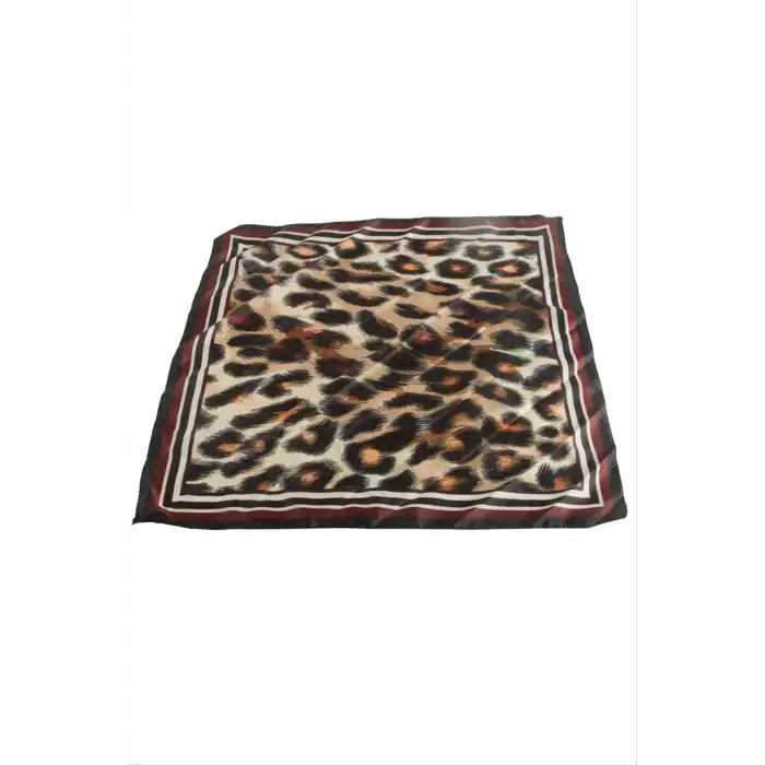 Leopar Desenli Saten Fular 50*50 cm
