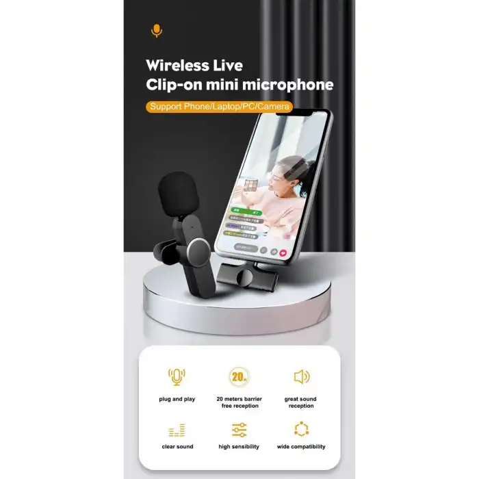 Lightning Girişli Iphone Uyumlu Ikili Kablosuz Yaka Mikrofonu Youtube Facebook Tiktok Vlog