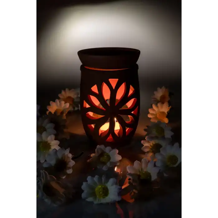 Lotus Çiçeği  El Yapımı Çömlek Buhurdanlık Tütsülük (336336)