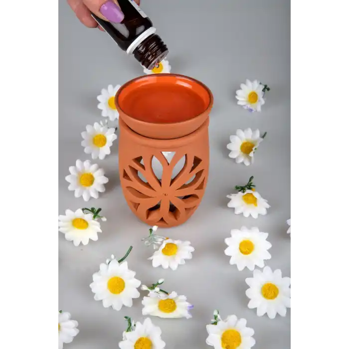 Lotus Çiçeği  El Yapımı Çömlek Buhurdanlık Tütsülük (336336)