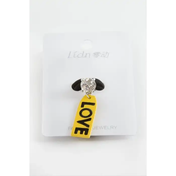 Love Yazılı Tek Taş Lastikli Toka
