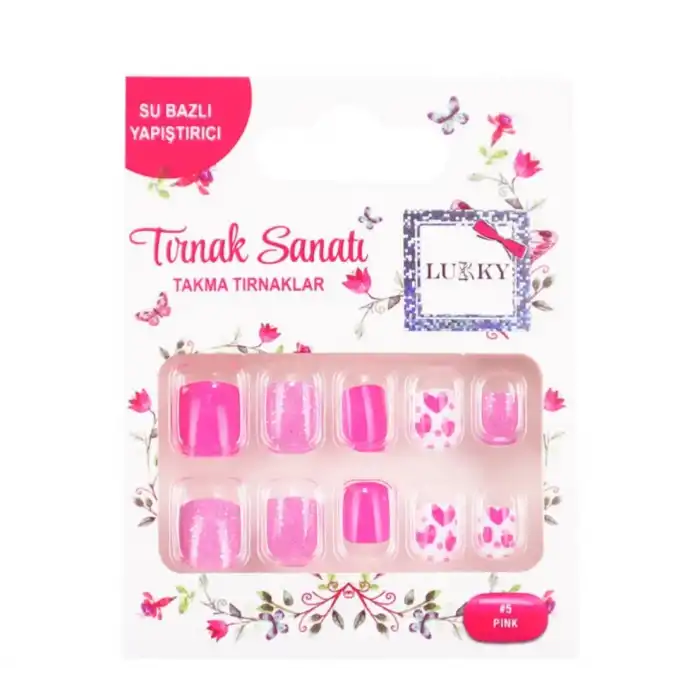 Lukky Kalp Baskılı Yapışkanlı Takma Tırnak Seti
