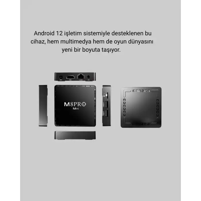 M8Pro Mini 2 Android 12 64 GB TV Box – 10K Ultra HD Görüntü & Oyun Keyfi