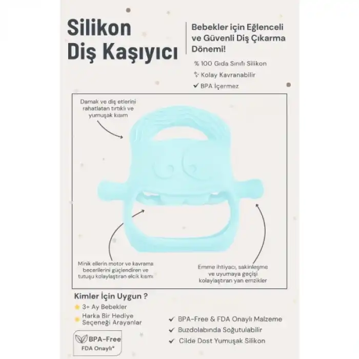 Mavi Bebek Silikon Diş Kaşıyıcı