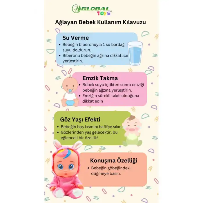 Pembe Renk Ağlayan Ve Konuşan Et Bebek İSTEKLİ İNTERAKTİF BEBEK