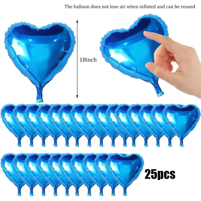 Metalize Mavi Kalp Folyo Balon