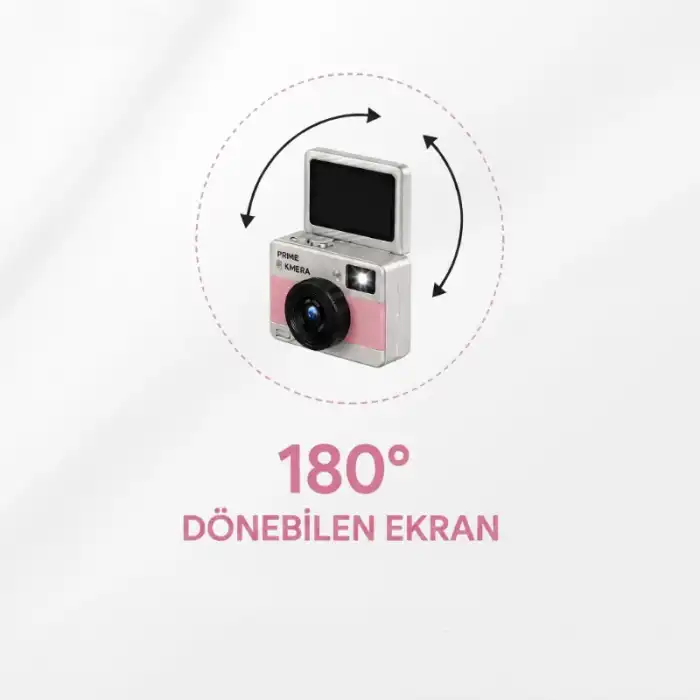 Mini Dijital Retro Kamera - Dönebilen Ekran - Flaşlı
