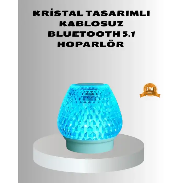 Mini LED Işıklı Bluetooth Hoparlör 5W Kristal Desenli 1200 mAh Şarjlı