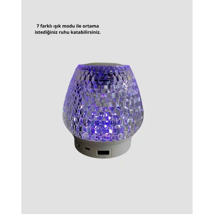 Mini LED Işıklı Bluetooth Hoparlör 5W Kristal Desenli 1200 mAh Şarjlı