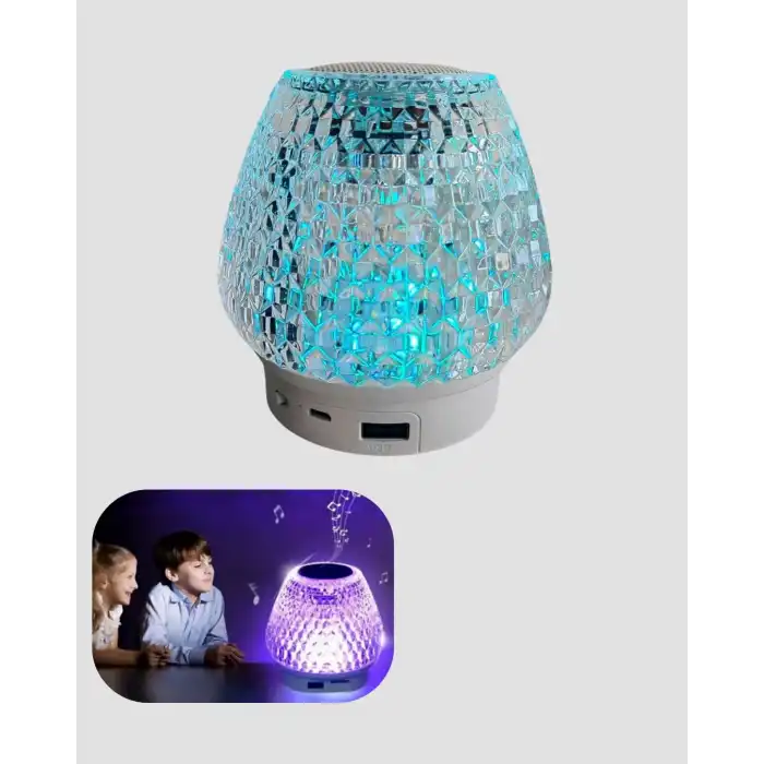 Mini LED Işıklı Bluetooth Hoparlör 5W Kristal Desenli 1200 mAh Şarjlı