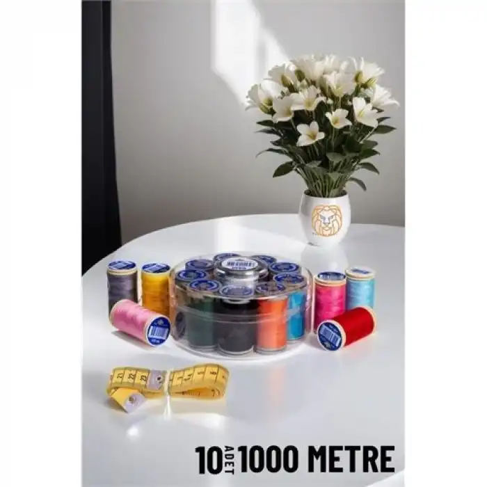 BX 10 Renk 1000 Mt Kutulu Mezuralı Dikiş İpliği Seti