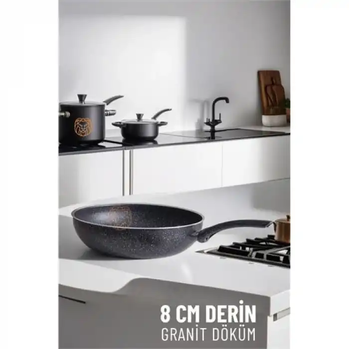 8 Cm Derin Wok Tava Granit Döküm L.Kinnaird